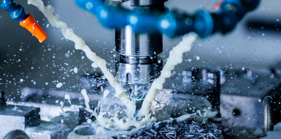 Precision CNC machining with coolant spray